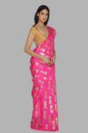 Masaba_Pink Silk Foil Print Saree_Online_at_Aza_Fashions