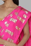 Shop_Masaba_Pink Silk Foil Print Saree_Online_at_Aza_Fashions