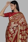 Buy_Masaba_Maroon Crepe Foil Print Saree _Online_at_Aza_Fashions