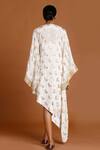 Shop_Masaba_White Crepe Embroidery V Neck Robbinwings Printed Kaftan _at_Aza_Fashions