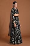 Buy_Masaba_Black Crepe And Organza Embroidery V Neck Shooting Star Lehenga Set _Online_at_Aza_Fashions