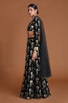 Masaba_Black Crepe And Organza Embroidery V Neck Shooting Star Lehenga Set _Online_at_Aza_Fashions