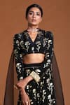 Masaba_Black Crepe And Organza Embroidery V Neck Shooting Star Lehenga Set _at_Aza_Fashions