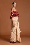 Buy Masaba Beige Crepe Periwinkle Draped Skirt Set Online at Aza Fashions Buy_Masaba_Beige Crepe Periwinkle Draped Skirt Set_Online_at_Aza_Fashions