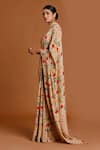 Buy_Masaba_Beige Crepe Hummingbird Print Saree_Online_at_Aza_Fashions