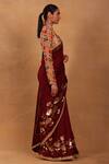 Masaba_Maroon Raw Silk Moon Flower Saree_Online_at_Aza_Fashions