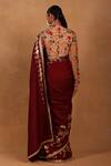Shop_Masaba_Maroon Raw Silk Moon Flower Saree_at_Aza_Fashions