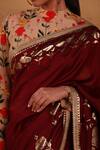 Buy_Masaba_Maroon Raw Silk Moon Flower Saree_Online_at_Aza_Fashions