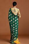 Shop_Masaba_Green Crepe Bloom Bell Foil Print Saree_at_Aza_Fashions