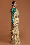 Masaba_Beige Crepe Autumn Bouquet Print Saree _Online_at_Aza_Fashions