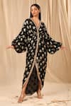 Buy_Masaba_Black Crepe Printed Coco V Neck Kaftan _at_Aza_Fashions