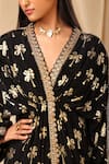 Shop_Masaba_Black Crepe Printed Coco V Neck Kaftan _Online_at_Aza_Fashions