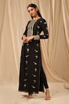 Masaba_Black Chanderi Silk Printed Vintage Fiona Round Kurta Set _Online_at_Aza_Fashions