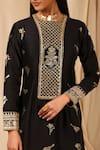 Shop_Masaba_Black Chanderi Silk Printed Vintage Fiona Round Kurta Set _Online_at_Aza_Fashions