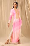 Buy_Masaba_Pink Raw Silk Printed Sorbet Stripes Round Kurta Set _at_Aza_Fashions