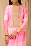 Shop_Masaba_Pink Raw Silk Printed Sorbet Stripes Round Kurta Set _Online_at_Aza_Fashions