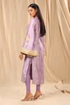 Buy_Masaba_Purple Raw Silk Printed Wine Garden V Neck Kurta _Online_at_Aza_Fashions