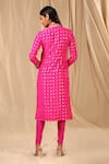 Shop_Masaba_Pink Silk Printed Wallflower Mandarin Collar Foil Kurta _at_Aza_Fashions