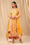 Buy_Masaba_Yellow Raw Silk Candy Swirl Print Angrakha Culotte Set_Online_at_Aza_Fashions