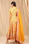 Masaba_Yellow Raw Silk Candy Swirl Print Angrakha Culotte Set_Online_at_Aza_Fashions