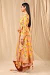 Shop_Masaba_Yellow Raw Silk Candy Swirl Print Angrakha Culotte Set_Online_at_Aza_Fashions
