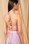 Masaba_Purple Raw Silk Wallflower Print Cape And Palazzo Set_at_Aza_Fashions