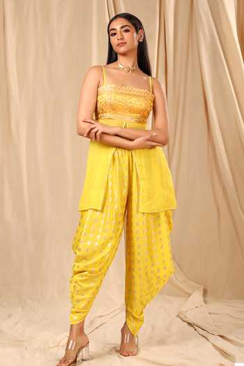 Makhmal Pine Wine Kurta With Supima Cotton Scallop Dhoti