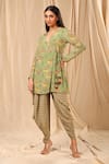 Buy_Masaba_Green Crepe Printed And Embroidered Wallflower V Oasis Angrakha & Dhoti Pant Set _at_Aza_Fashions