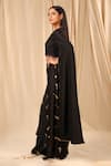 Masaba_Black Raw Silk Printed Vintage Fiona V Neck Foil Palazzo Set _Online_at_Aza_Fashions