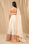 Shop_Masaba_Ivory Raw Silk Printed Wallflower Scallop Neck Oasis Lehenga Set _at_Aza_Fashions