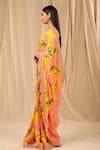 Masaba_Yellow Crepe Printed Candy Swirl Saree _Online_at_Aza_Fashions