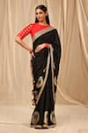 Buy_Masaba_Black Raw Silk Printed Coco Saree _at_Aza_Fashions