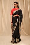 Masaba_Black Raw Silk Printed Coco Saree _Online_at_Aza_Fashions