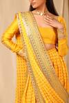 Shop_Masaba_Yellow Crepe Printed And Dhoti Saree With Unstitched Blouse Piece _Online_at_Aza_Fashions