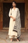 Buy_Gulabo Jaipur_White Chikan V Neck Embroidered Anarkali Set_at_Aza_Fashions