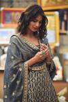 Heena Kochhar_Blue Velvet Embroidered Kurta Set_Online_at_Aza_Fashions