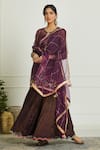 Rajiramniq_Purple Organza Embroidery Kurta Round Slip Square Set _Online_at_Aza_Fashions
