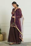 Buy_Rajiramniq_Purple Organza Embroidery Kurta Round Slip Square Set _Online_at_Aza_Fashions