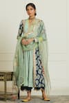 Buy_Rajiramniq_Blue Crepe Embroidered Panelled Kurta Set_at_Aza_Fashions