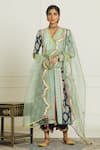 Rajiramniq_Blue Crepe Embroidered Panelled Kurta Set_Online_at_Aza_Fashions