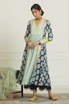 Buy_Rajiramniq_Blue Crepe Embroidered Panelled Kurta Set_Online_at_Aza_Fashions