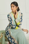 Shop_Rajiramniq_Blue Crepe Embroidered Panelled Kurta Set_Online_at_Aza_Fashions