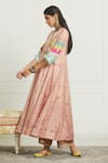 Shop_Rajiramniq_Pink Silk, Organza, Modal Satin Round Printed Anarkali Set _at_Aza_Fashions