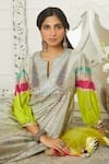 Buy_Rajiramniq_Grey Silk Embroidery Round Printed Anarkali Set _Online_at_Aza_Fashions