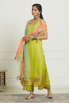 Buy_Rajiramniq_Yellow Organza Embroidery Scoop Neck Kurta Set _Online_at_Aza_Fashions