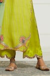 Rajiramniq_Yellow Organza Embroidery Scoop Neck Kurta Set _at_Aza_Fashions