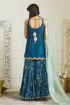 Shop_Rajiramniq_Blue Silk, Organza, Crepe Scoop Neck Sequin Embroidered Kurta Set _at_Aza_Fashions