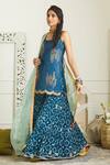 Buy_Rajiramniq_Blue Silk, Organza, Crepe Scoop Neck Sequin Embroidered Kurta Set _Online_at_Aza_Fashions