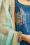 Shop_Rajiramniq_Blue Silk, Organza, Crepe Scoop Neck Sequin Embroidered Kurta Set _Online_at_Aza_Fashions