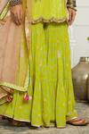 Rajiramniq_Green Silk Embroidery Scoop Neck Sequin Kurta Set _at_Aza_Fashions